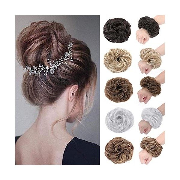 45G Postiche Chignon Postiche Queue de Cheval Chouchou Chignon Epaisseur Epais Cheveux Synthétique Effet Naturel, Châtain