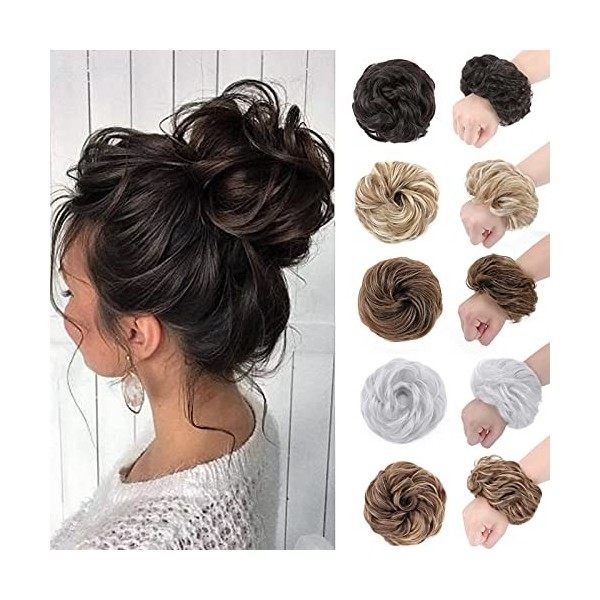 45G Postiche Chignon Postiche Queue de Cheval Chouchou Chignon Epaisseur Epais Cheveux Synthétique Effet Naturel, Châtain