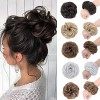 45G Postiche Chignon Postiche Queue de Cheval Chouchou Chignon Epaisseur Epais Cheveux Synthétique Effet Naturel, Châtain