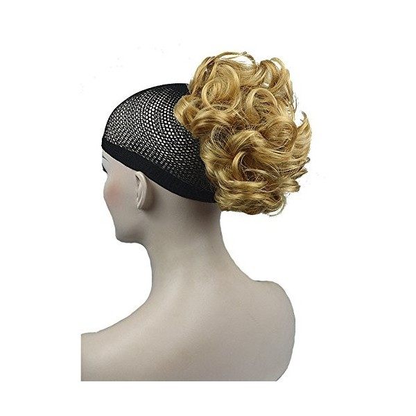 Lydell Extensions de cheveux courts ondulés bouclés synthétiques avec pince à mâchoire 26 Blond doré brillant 