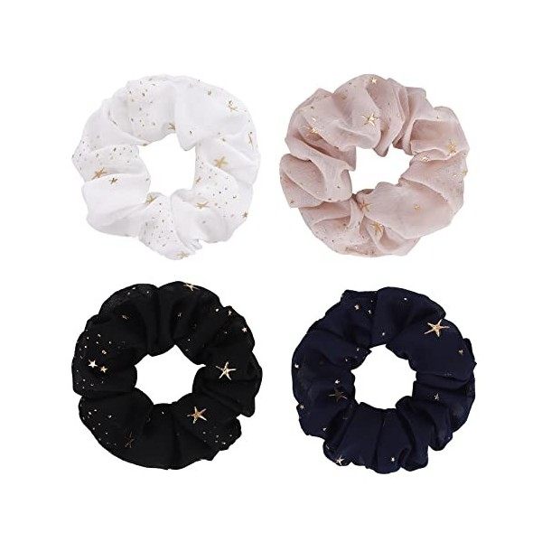 4 Pcs Chouchou Cheveux Femme, Elastique Cheveux pour Femmes Filles pour Prévenir Frisottis, Chouchou Scrunchie Colorés Chouch