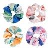 4 Pcs Chouchou Cheveux Femme, Elastique Cheveux pour Femmes Filles pour Prévenir Frisottis, Chouchou Scrunchie Colorés Chouch