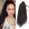 60cm Longue Extension Queue de Cheval de Griffe Clip Corn Wave Bouclé Ondulée Cheveux Synthétiques Claw On Ponytail Marron fo