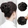 MEIRIYFA – Postiche pour chignon en cheveux synthétique avec pince, pour femme, pour mariage, quotidien, fête noir 