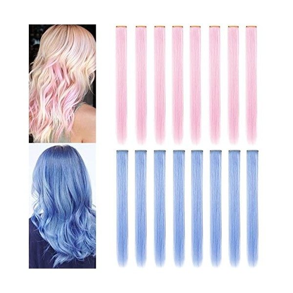 FYHTSD rose clair et violet clair pièces de perruque pour enfants couleur dextension de cheveux fête mettre en évidence plus