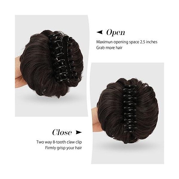 FESHFEN Chignon Postiche Pinces à Cheveux Postiches Synthétique Rajout Bouclés Ondulés Chouchou Clip Cheveux Naturel Faux Chi