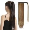 BARSDAR Postiche Queue de Cheval Extension Semble Naturel 66 cm Postiche Extension de Cheveux Longue Wrap Aroud Ponytail Exte