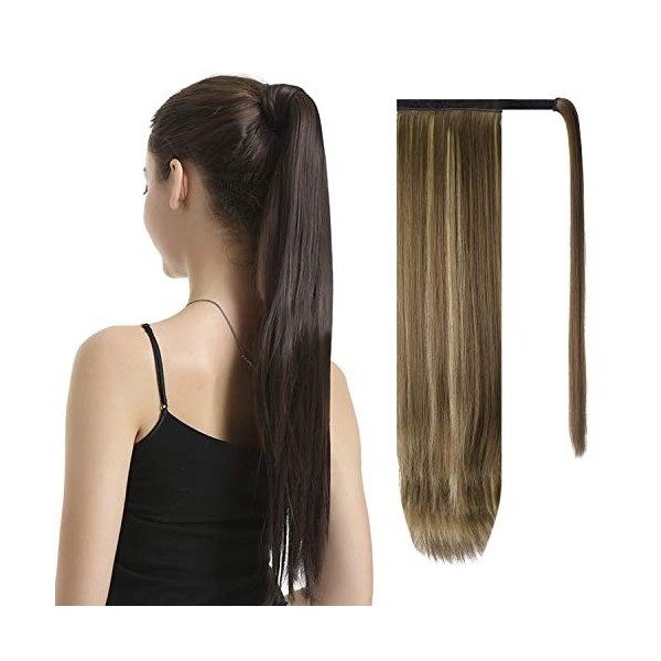 BARSDAR Postiche Queue de Cheval Extension Semble Naturel 66 cm Postiche Extension de Cheveux Longue Wrap Aroud Ponytail Exte