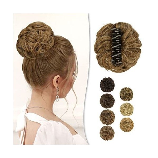 BARSDAR Pince à Griffe Messy Chignon Postiche, Clip dans les Cheveux Chouchous Bouclés Extensions de Chignon de Cheveux Synth