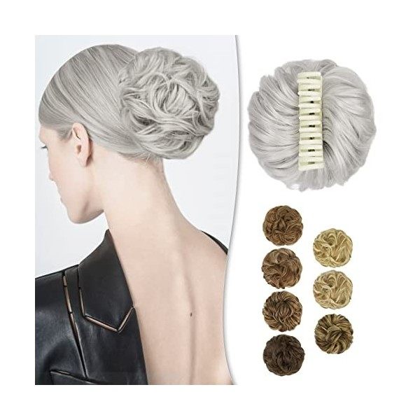 BARSDAR Pince à Griffe Messy Chignon Postiche, Clip dans les Cheveux Chouchous Bouclés Extensions de Chignon de Cheveux Synth