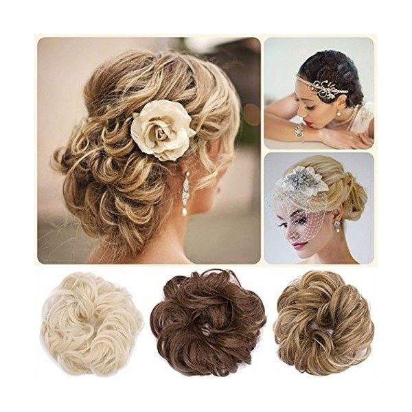 Postiche Extensions a clip cheveux naturel Scrunchy Chignons VOLUMINEUX Bouclés Ou Chignon Décoiffé Différentes Couleurs Ombr