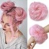 Postiche Chignon Extensions a Clip Cheveux Naturel Scrunchy Ondulés Bouclés Hair Bun Queue de Cheval Chouchou Updos Synthétiq