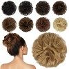 FESHFEN Chouchou Cheveux Femme Chignon Noir Naturel 100% Humains Extensions Postiche Chignon Cheveux Naturel Faux Chignon Ela