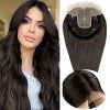 Volumateur Capillaire Femme Cheveux Naturel Avec Devant en Dentelle Topper Cheveux 14 * 15cm Mono Base Humain Toupet Extensio