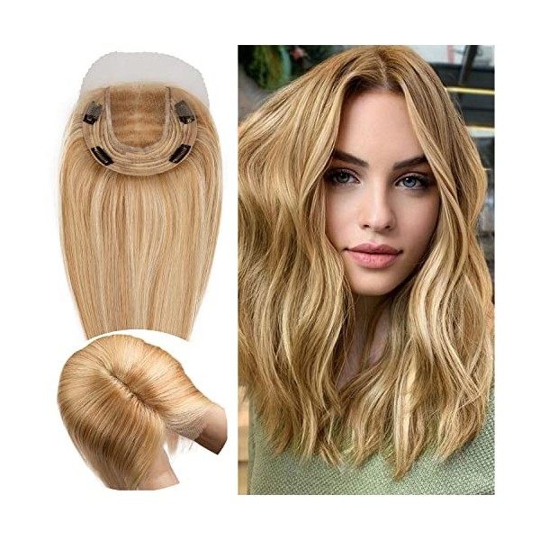 Volumateur Capillaire Femme Cheveux Naturel Avec Devant en Dentelle Topper Cheveux 14 * 15cm Mono Base Humain Toupet Extensio