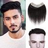 Origina Frange Frontale Toupet Homme 100% cheveux humains 4x18cm V-looped de Taille Naturel Devant Délié Peau Seamless transp