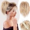 Chignon Queue de Cheval Extension, Postiche Synthétique Droite Entièrement Court Extensions Cheveux Accessoires Élastique Fac