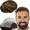 Toupet Cheveux Humains pour Hommes Yanahair 0.04mm Remplaçable Système Peau Mince pour Homme PU Postiche Base Perruques,8x10 