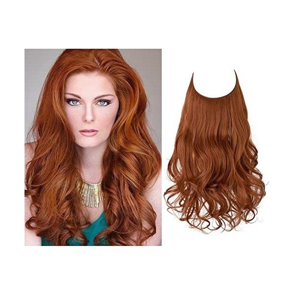 Perruque femme ligne poisson extension de cheveux pièce fibre chimique mat haute température soie longs cheveux bouclés quatr