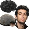 Toupet Cheveux Humains pour Hommes Yanahair Respirant Suisse Dentelle Postiche Base Perruques,8x10 pouces de Densité Moyenne 