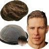 Toupet Cheveux Humains pour Hommes Yanahair Respirant Suisse Dentelle Postiche Base Perruques,8x10 pouces de Densité Moyenne 