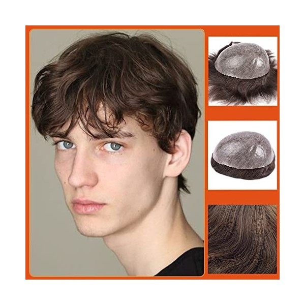 Zakya Perruque pour Homme, 100% Cheveux Humains, Système de Remplacement de Cheveux, Toupet Cheveux Humains, Taille de Base 2