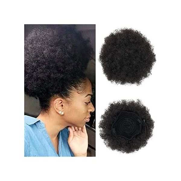 Postiche Cheveux Kinky Curly Ponytail Hair Pieces for les femmes noires Afro Puff Hair Bun Chignon Accessoires Short Drawstri