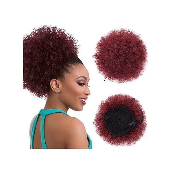 Postiche Cheveux Kinky Curly Ponytail Hair Pieces for les femmes noires Afro Puff Hair Bun Chignon Accessoires Short Drawstri