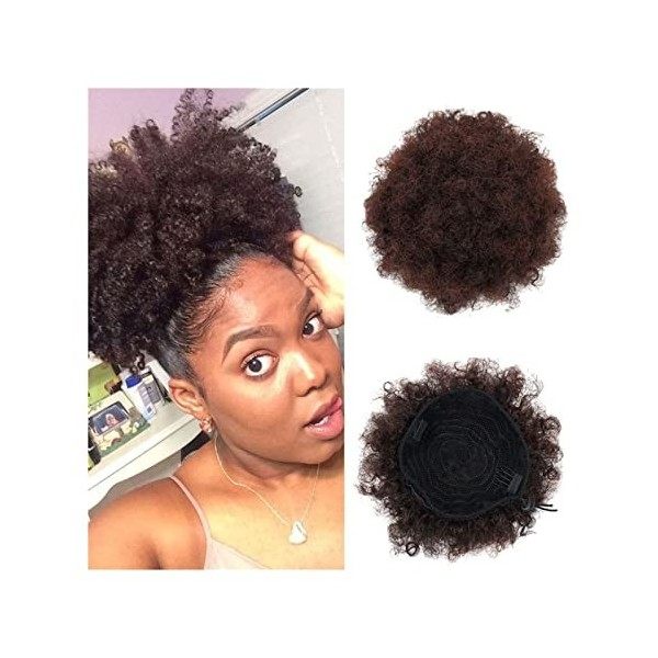 Postiche Cheveux Kinky Curly Ponytail Hair Pieces for les femmes noires Afro Puff Hair Bun Chignon Accessoires Short Drawstri