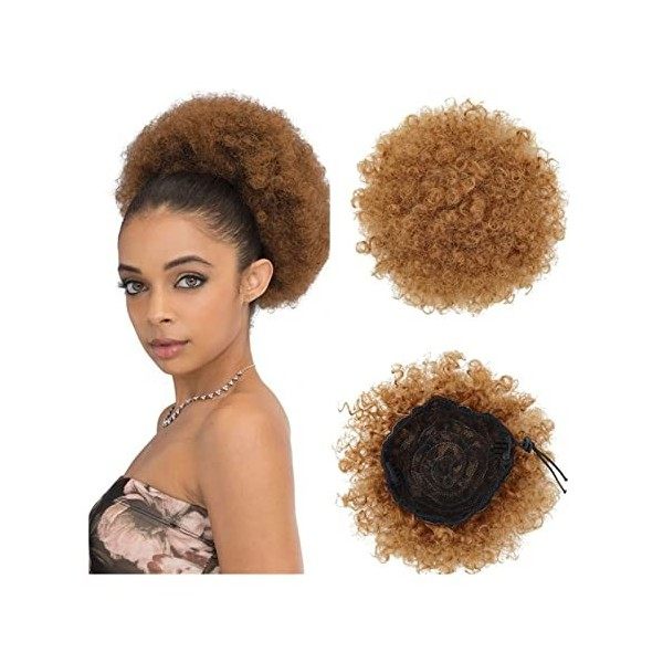 Postiche Cheveux Kinky Curly Ponytail Hair Pieces for les femmes noires Afro Puff Hair Bun Chignon Accessoires Short Drawstri