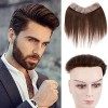 ACCZ postiche pour homme - 100 % cheveux humains - 3,8 x 17,8 cm - Base fine en V - Ligne de cheveux frontale sans couture - 