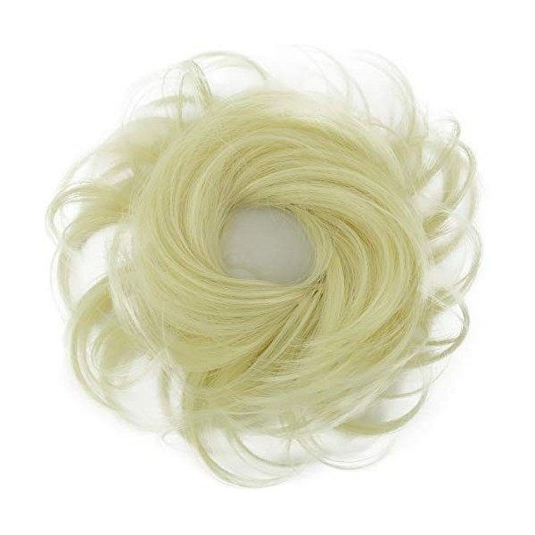 CAISHA by PRETTYSHOP Postiche Choucho Avoir Les Cheveux Relevés Volumineux Léger Ondulé Chignon Blonde Platine G16C