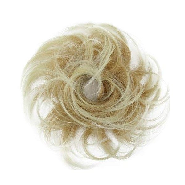 CAISHA by PRETTYSHOP Postiche Choucho Avoir Les Cheveux Relevés Volumineux Léger Ondulé Chignon Blonde Platine G16C