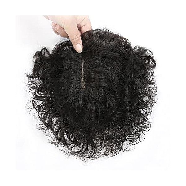 Curly Lace Perruque Cheveux Humains Topper Extensions De Cheveux Pour Femmes Couvrant Cheveux Fins Cheveux Blancs Crown Clip 