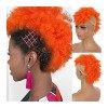TOMYEUS Postiche Chignon synthétique, queue de cheval afro bouffante haute avec frange, extension cordon serrage crépus, clip