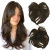 iLUU Toppers Cheveux Top Remplacement Clip dans Toppers pour Femmes Postiche 60g Épais Brun Doré Cheveux Bang pour Cheveux Fi