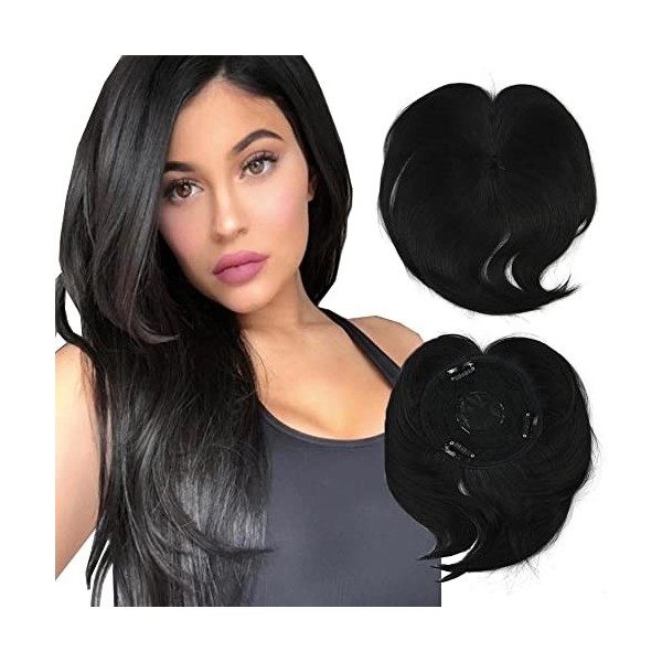 iLUU Toppers Cheveux Top Remplacement Clip dans Toppers pour Femmes Postiche 60g Épais Brun Doré Cheveux Bang pour Cheveux Fi