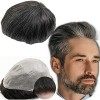 Toupet Cheveux Humains pour Hommes Yanahair 0.04mm Remplaçable Système Peau Mince pour Homme PU Postiche Base Perruques,8x10 