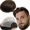 Toupet Cheveux Humains pour Hommes Yanahair 0.04mm Remplaçable Système Peau Mince pour Homme PU Postiche Base Perruques,8x10 