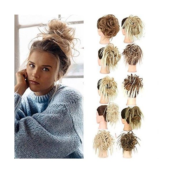 YUAEEEN Postiche Cheveux en Caoutchouc Chouchou Chignons Bouclés Ou Chignon Décoiffé Extension a Clip Cheveux Naturel Différe