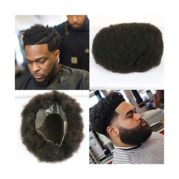 100% confidentialité durable Afro postiche postiche 100% cheveux humains pour les hommes français de base avec dentelle PU Au