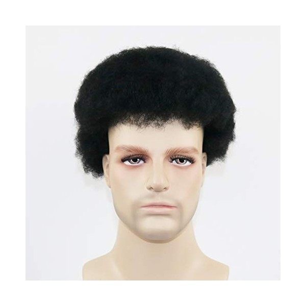 100% cheveux humains Afro de postiche pour hommes dhommes afro-américains postiche de remplacement perruque 1B Jet dencre