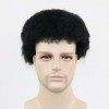 100% cheveux humains Afro de postiche pour hommes dhommes afro-américains postiche de remplacement perruque 1B Jet dencre