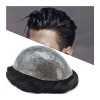 Postiche Toupee for hommes 0.1-0.12mm Full Poly Skin PU Injection Système de remplacement de postiche de cheveux humains Toup