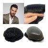 Postiche Toupee for hommes 8X10 pouces Peau douce et fine PU avec dentelle suisse avant 6 "Système de remplacement de cheveux