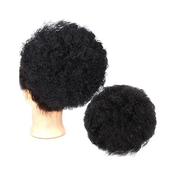 Postiches Bouclés Ondulés Cheveux chignons for femmes noires filles, queue de cheval synthétique courte et crépue avec cordon