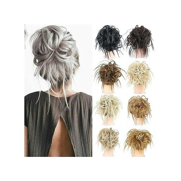 Chignon Cheveux Postiches Chignon Messy Bun Hair Piece, Synthétique Tousled Updo Buns Extension de Cheveux Courte Bouclée Ext