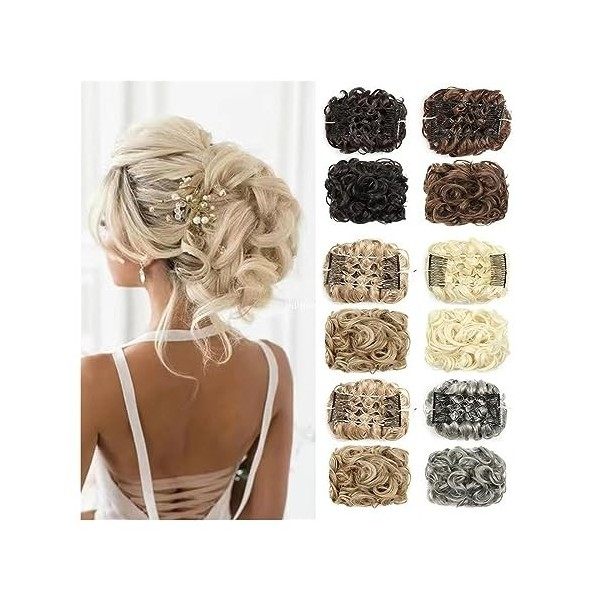 Chignon Cheveux Postiches Chignon Morceaux de cheveux en chignon bouclés synthétiques Peignes à chouchou Clip en extension de