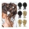 Chignon Cheveux Postiches Chignon Messy Bun Hair Pieces, Postiches Chignon Bouclés Synthétiques Tousled Updo Chouchous Queue 