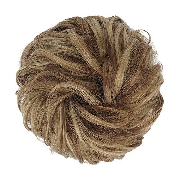 FESHFEN Chignon Postiche Cheveux Extensions Bouclés Ondulés Naturel Synthétique Chouchou Postiche de Cheval Faux Chignon Elas